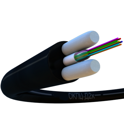 Круглый оптический подвесной дроп кабель (кабель FTTH) ОКПЦ-Д2К (1, 2, 4, 8, 12, 16, 24 волокна); 1.5 и 3 кН Круглый оптический подвесной дроп кабель (кабель FTTH) ОКПЦ-Д2К (1, 2, 4, 8, 12, 16, 24 волокна); 1.5 и 3 кН